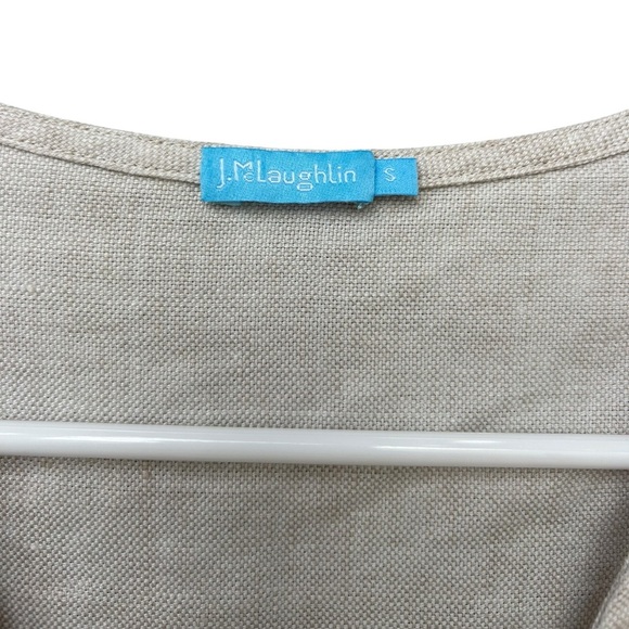 J. McLaughlin Oatmeal Linen Blend Belted Sleeveless Dress - Size Small - Picture 3 of 10
